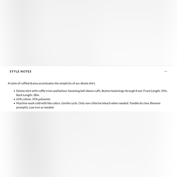 NWT SIZE 24 (3X) ASHLEY STEWART Ruffled Denim Shirt - Picture 6 of 6